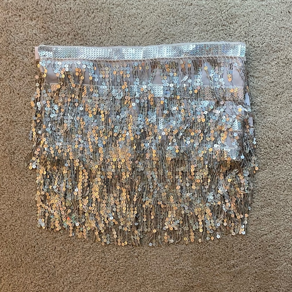 Silver sequin tie skirt